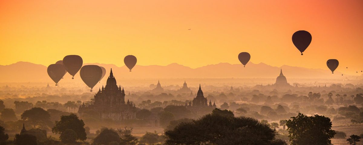 silhouette of hot air balloons