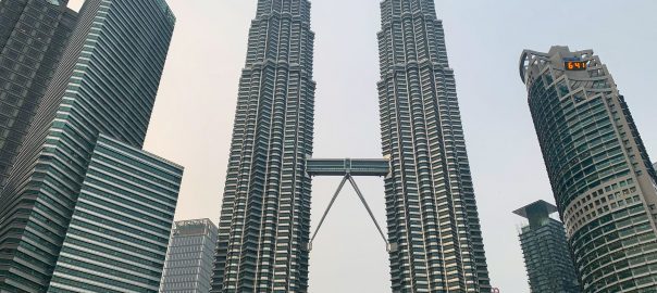 low angle view of petronas twin towers